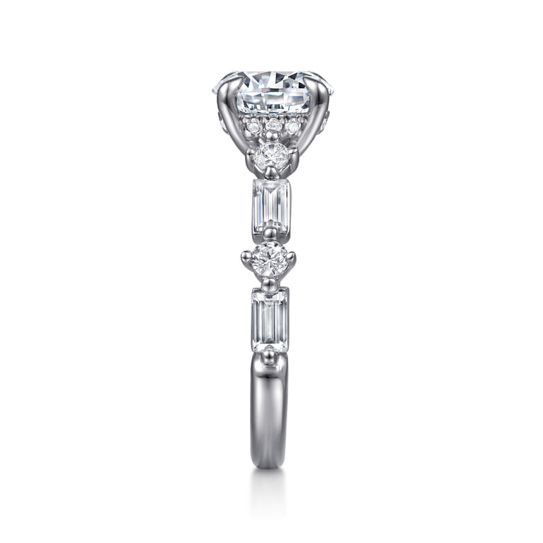 Belle - 14K White Gold Round Diamond Engagement Ring - 0.8 ct - Shot 4