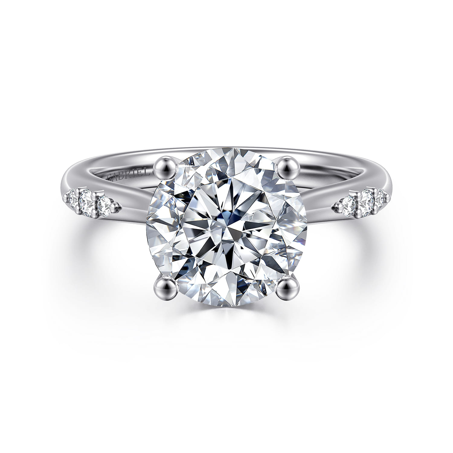 Carroline - 14K White Gold Round Diamond Engagement Ring - 0.18 ct - Shot 1