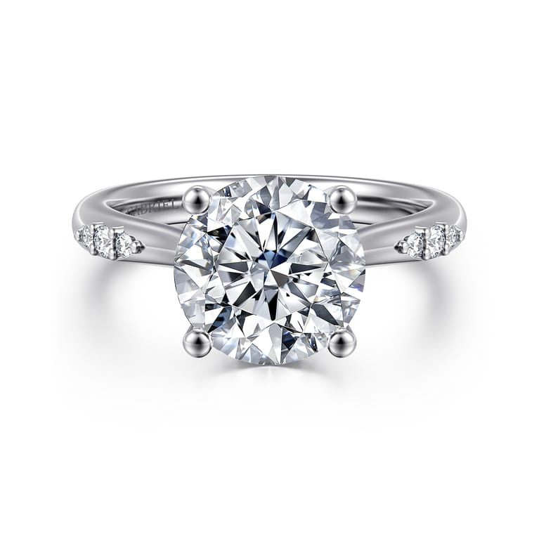 Carroline - 14K White Gold Round Diamond Engagement Ring - 0.18 ct - Shot 1