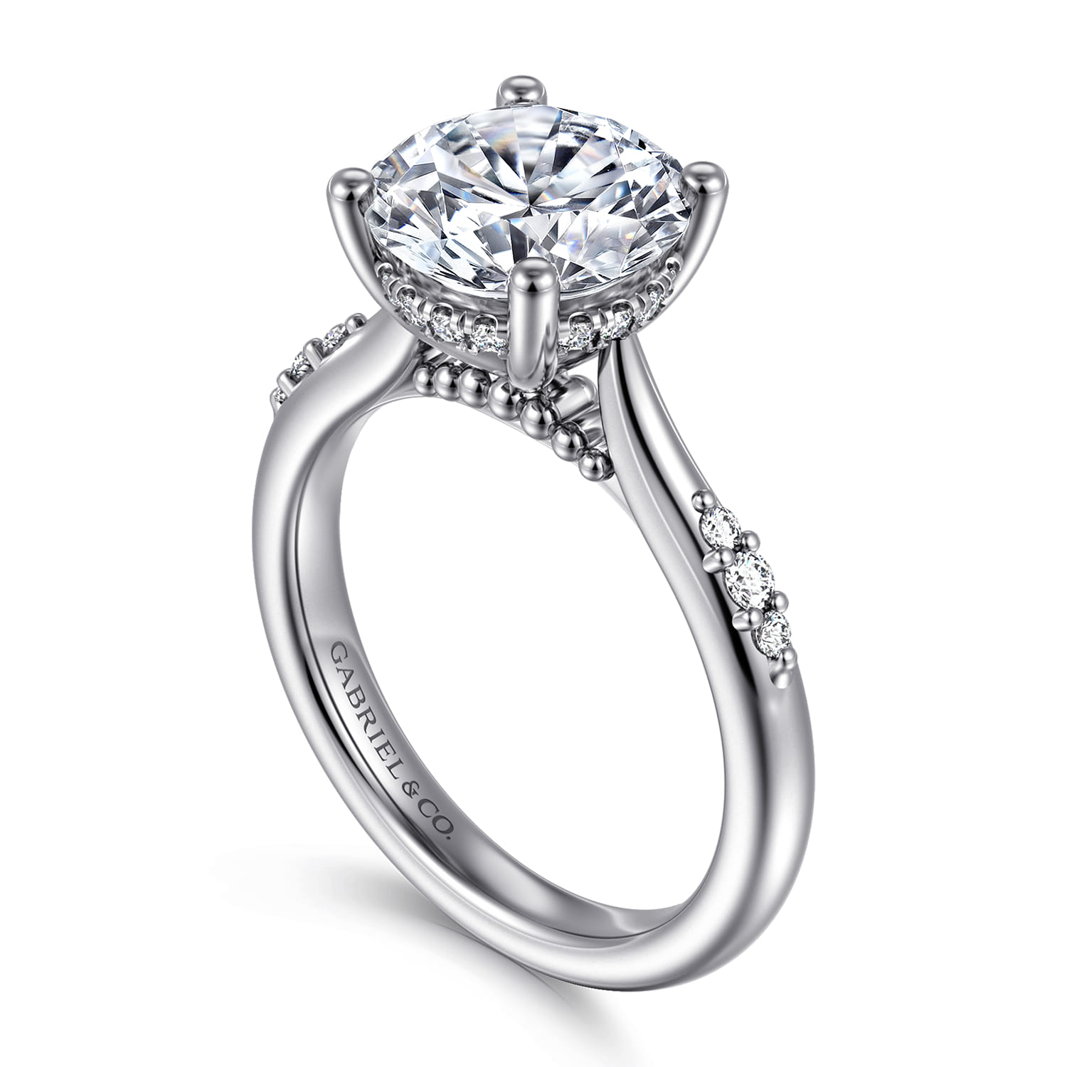 Carroline - 14K White Gold Round Diamond Engagement Ring - 0.18 ct - Shot 3