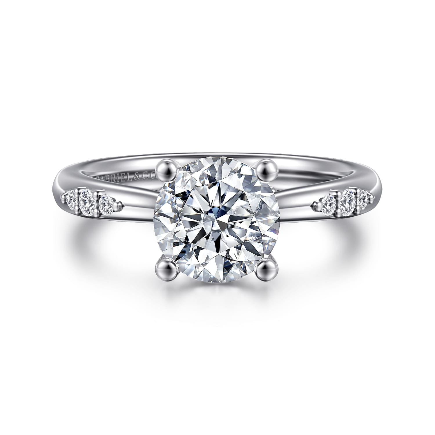 14K White Gold Round Diamond Engagement Ring - 0.14 ct - Shot 1