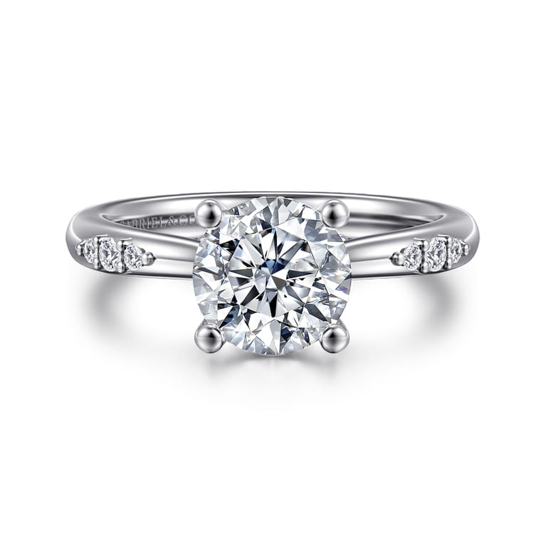 14K White Gold Round Diamond Engagement Ring - 0.14 ct - Shot 1