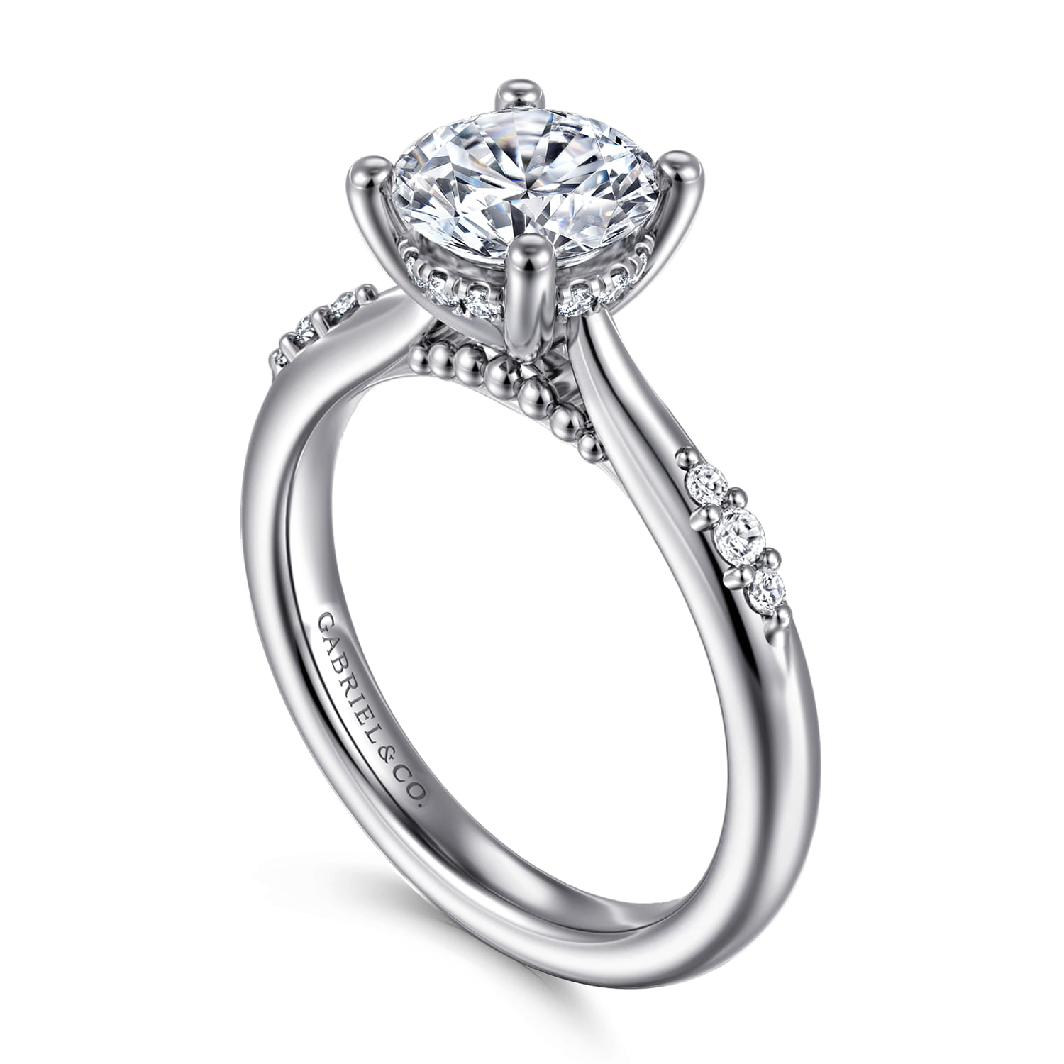 14K White Gold Round Diamond Engagement Ring - 0.14 ct - Shot 3