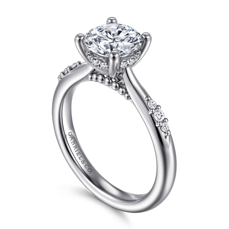 14K White Gold Round Diamond Engagement Ring - 0.14 ct - Shot 3
