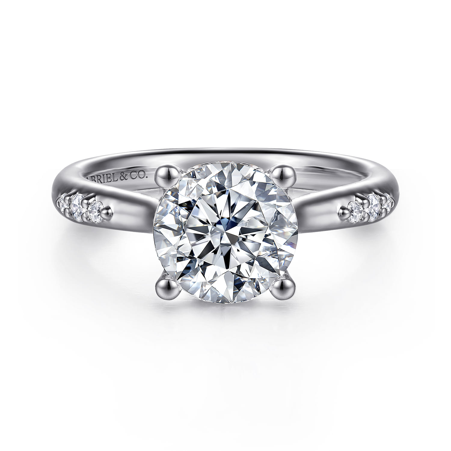 Carroline - 14K White Gold Round Diamond Engagement Ring - 0.16 ct - Shot 1