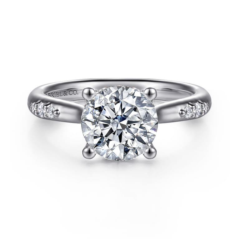 Carroline - 14K White Gold Round Diamond Engagement Ring - 0.16 ct - Shot 1