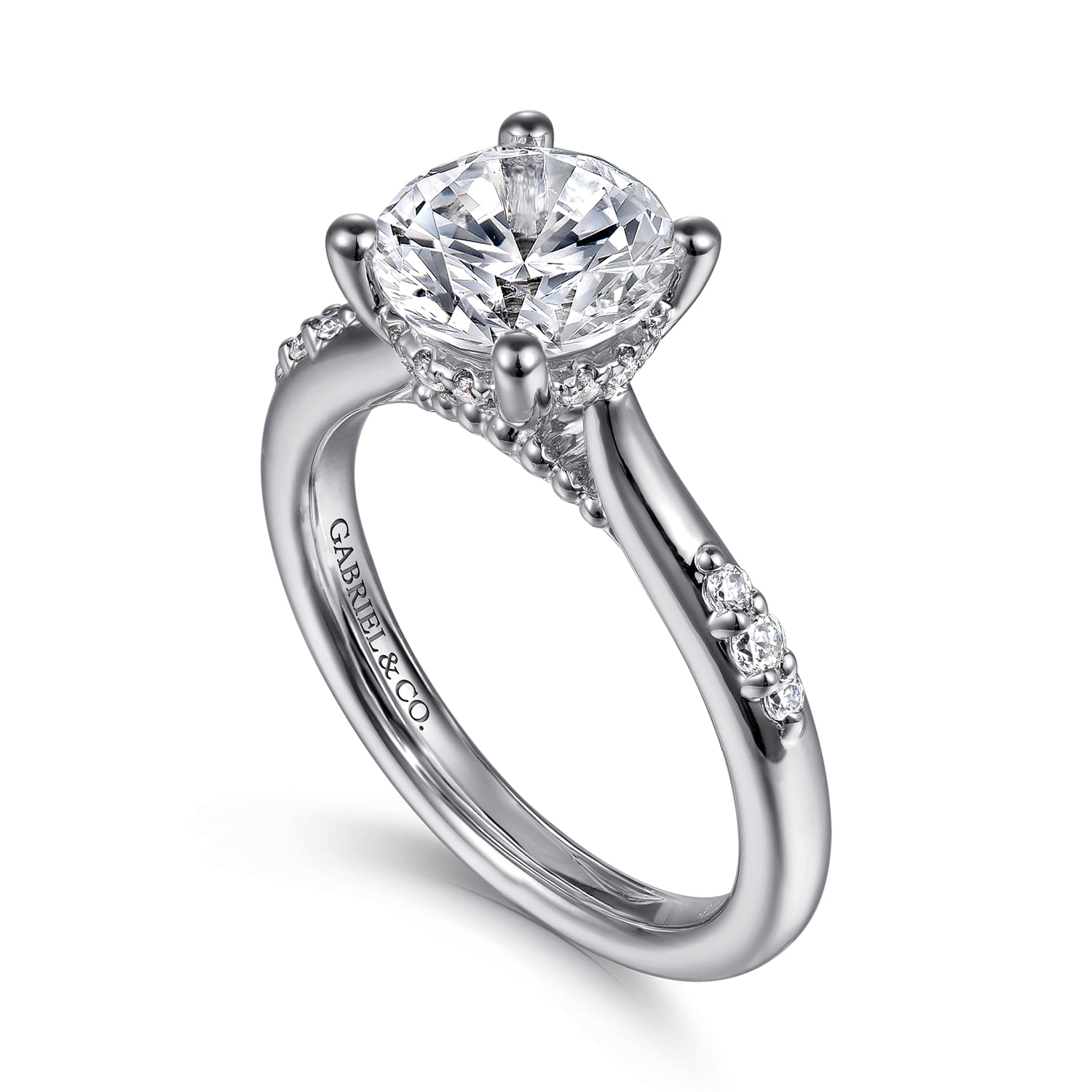 Carroline - 14K White Gold Round Diamond Engagement Ring - 0.16 ct - Shot 3