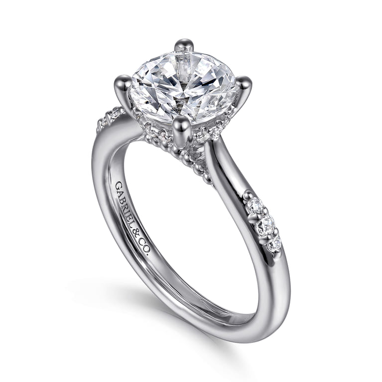 Carroline - 14K White Gold Round Diamond Engagement Ring - 0.16 ct - Shot 3