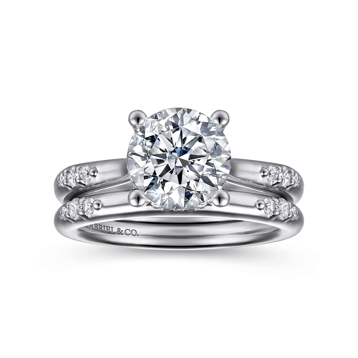 Carroline - 14K White Gold Round Diamond Engagement Ring - 0.16 ct - Shot 4