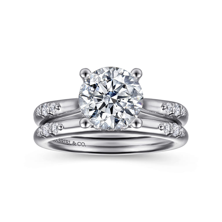 Carroline - 14K White Gold Round Diamond Engagement Ring - 0.16 ct - Shot 4