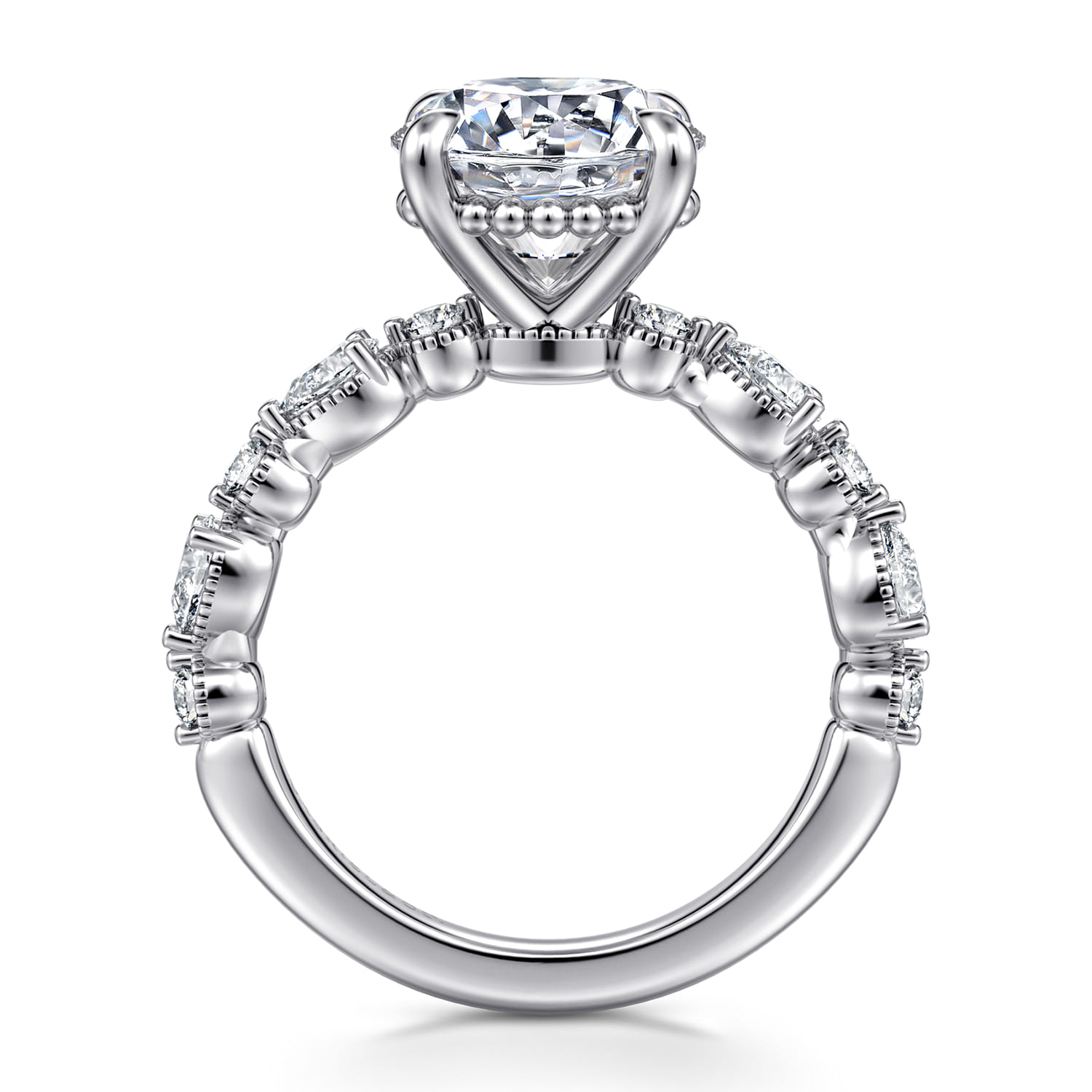 Eleeza - 14K White Gold Round Diamond Engagement Ring - 0.58 ct - Shot 2