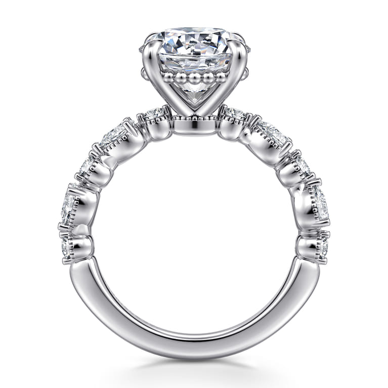 Eleeza - 14K White Gold Round Diamond Engagement Ring - 0.58 ct - Shot 2