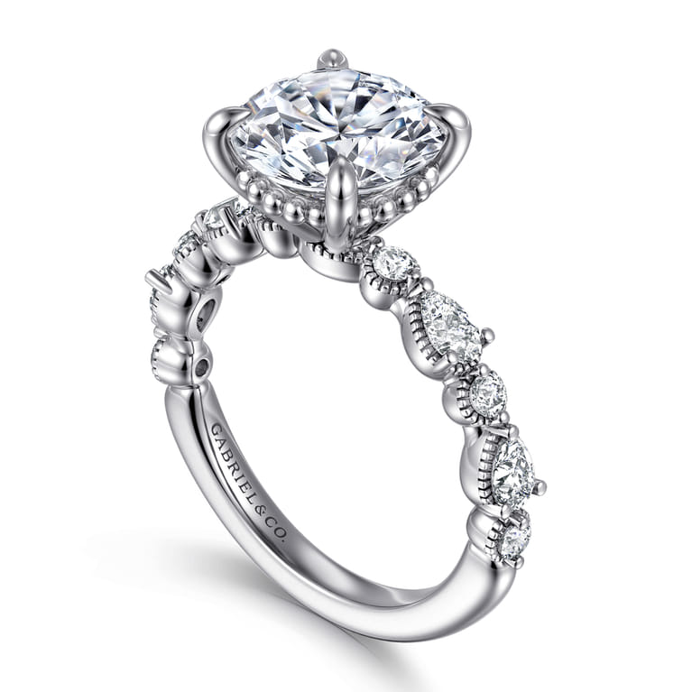 Eleeza - 14K White Gold Round Diamond Engagement Ring - 0.58 ct - Shot 3