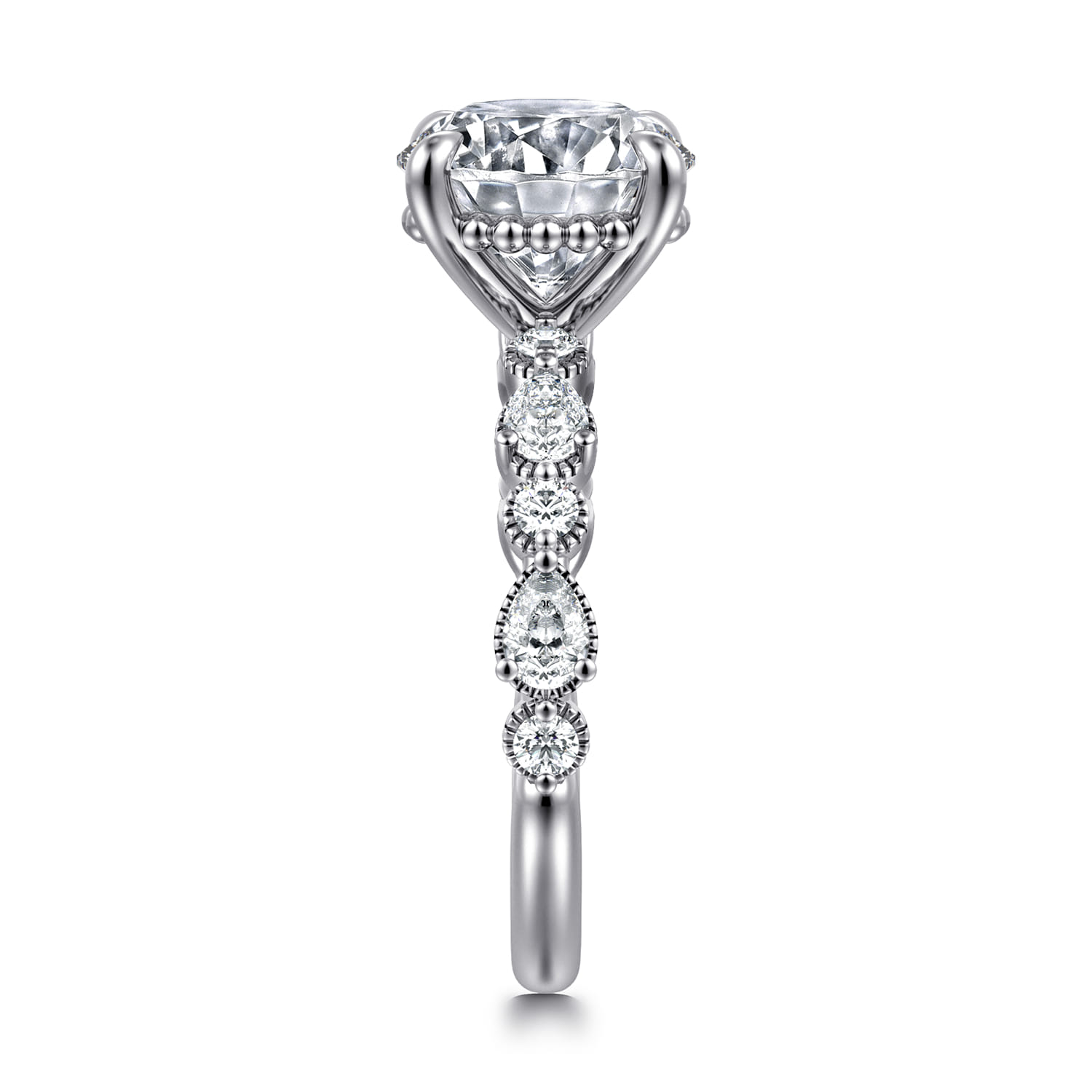 Eleeza - 14K White Gold Round Diamond Engagement Ring - 0.58 ct - Shot 4
