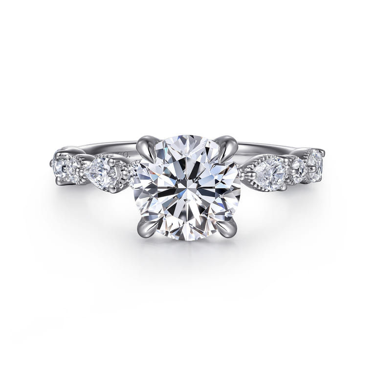 Eleeza - 14K White Gold Round Diamond Engagement Ring - 0.6 ct - Shot 1
