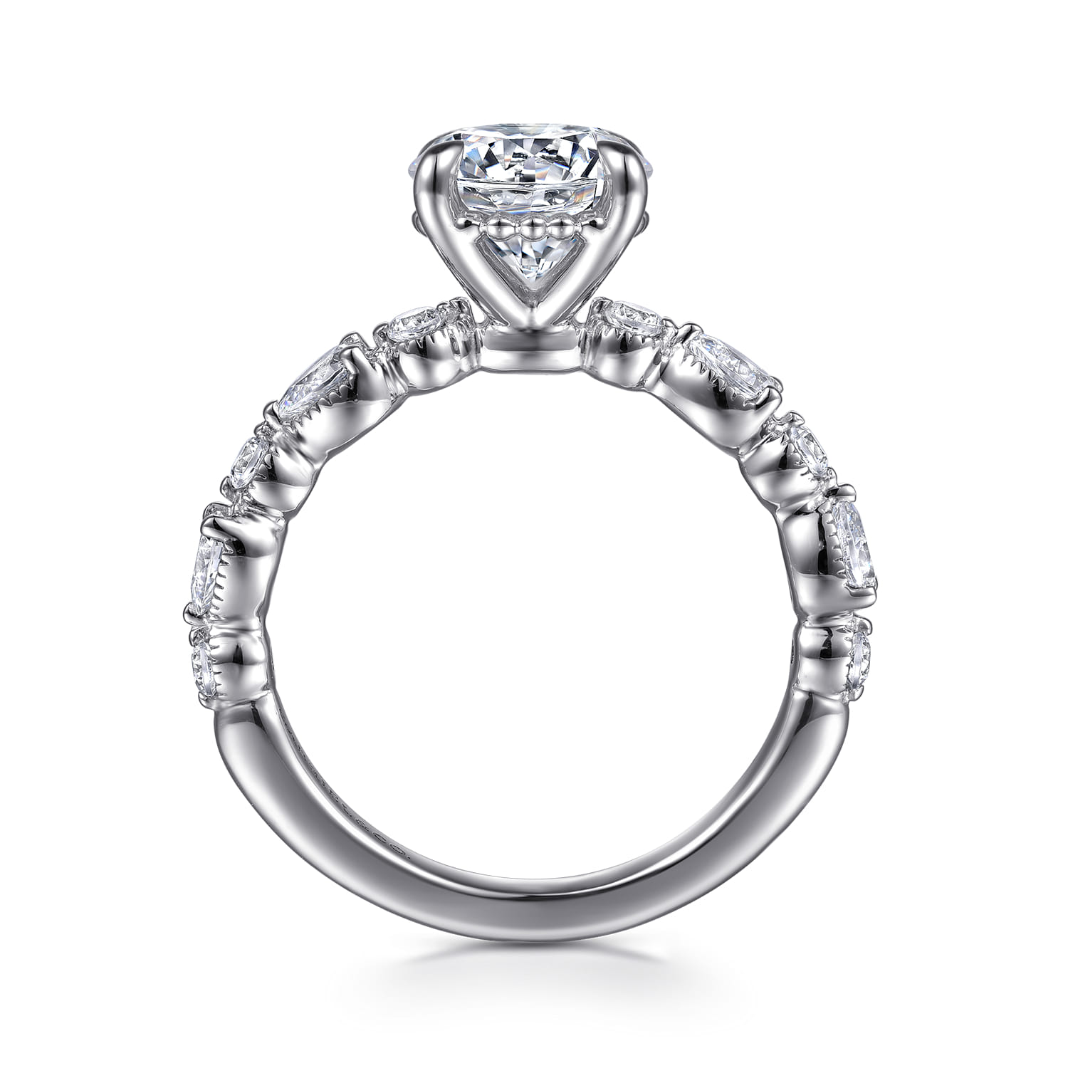 Eleeza - 14K White Gold Round Diamond Engagement Ring - 0.6 ct - Shot 2