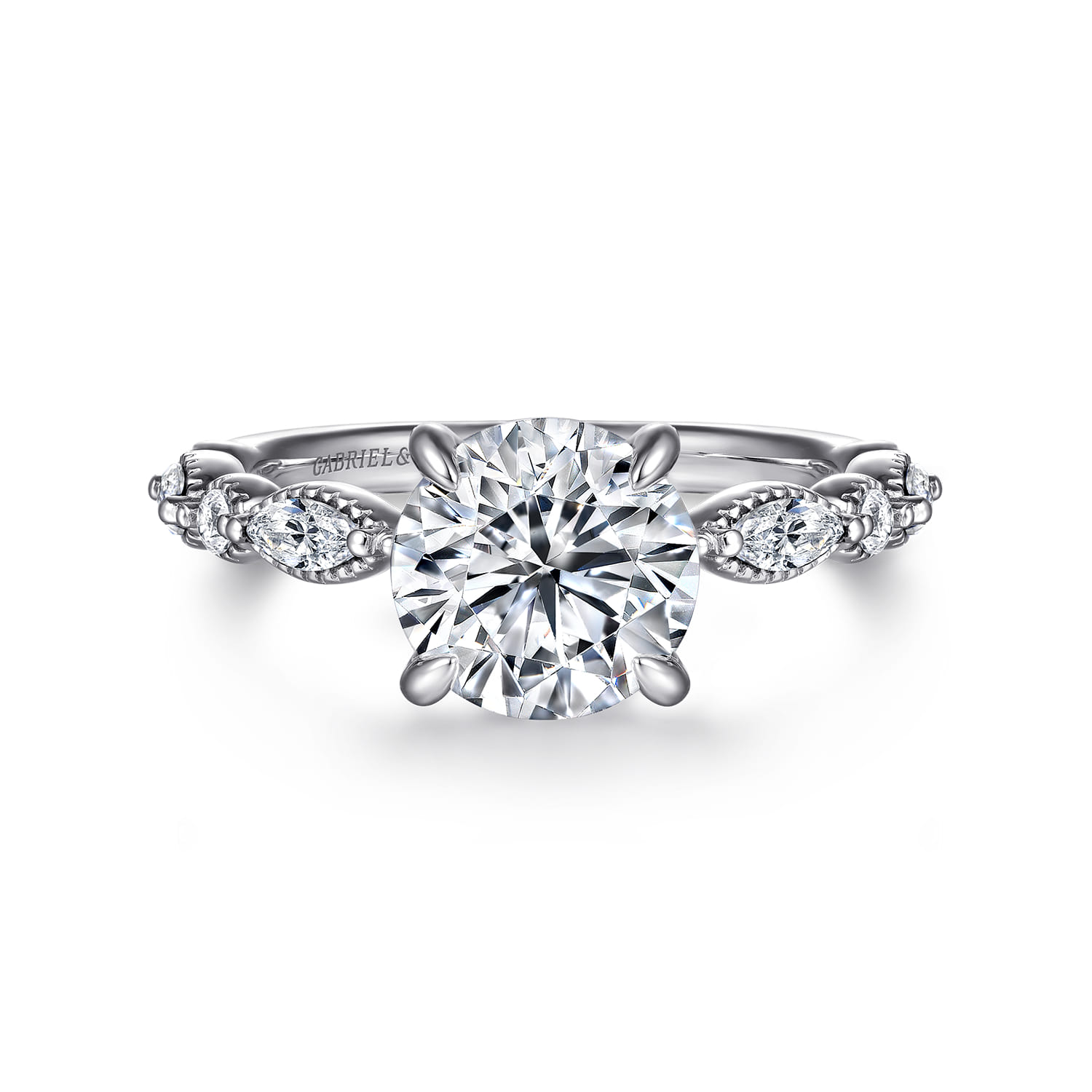Cindie - 14K White Gold Round Diamond Engagement Ring - 0.4 ct - Shot 1