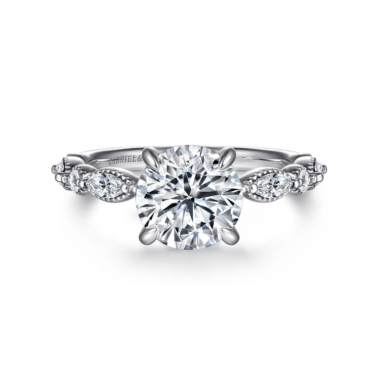 Cindie - 14K White Gold Round Diamond Engagement Ring - 0.4 ct - Shot 1