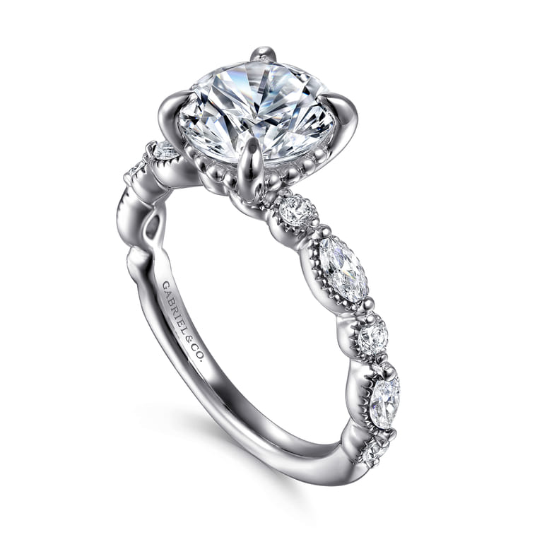 Cindie - 14K White Gold Round Diamond Engagement Ring - 0.4 ct - Shot 3