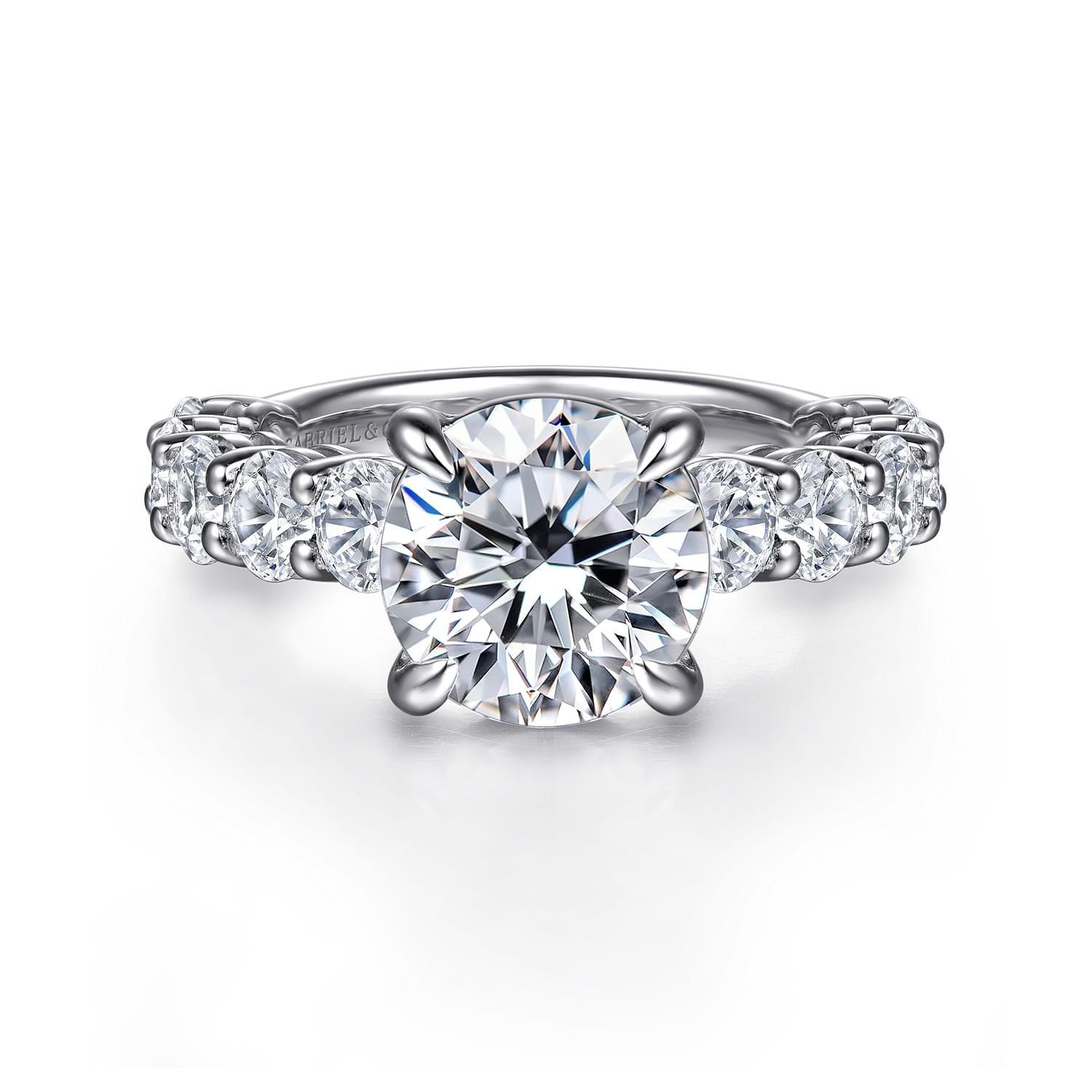 Clove - 14K White Gold Round Diamond Engagement Ring - 2.2 ct - Shot 1