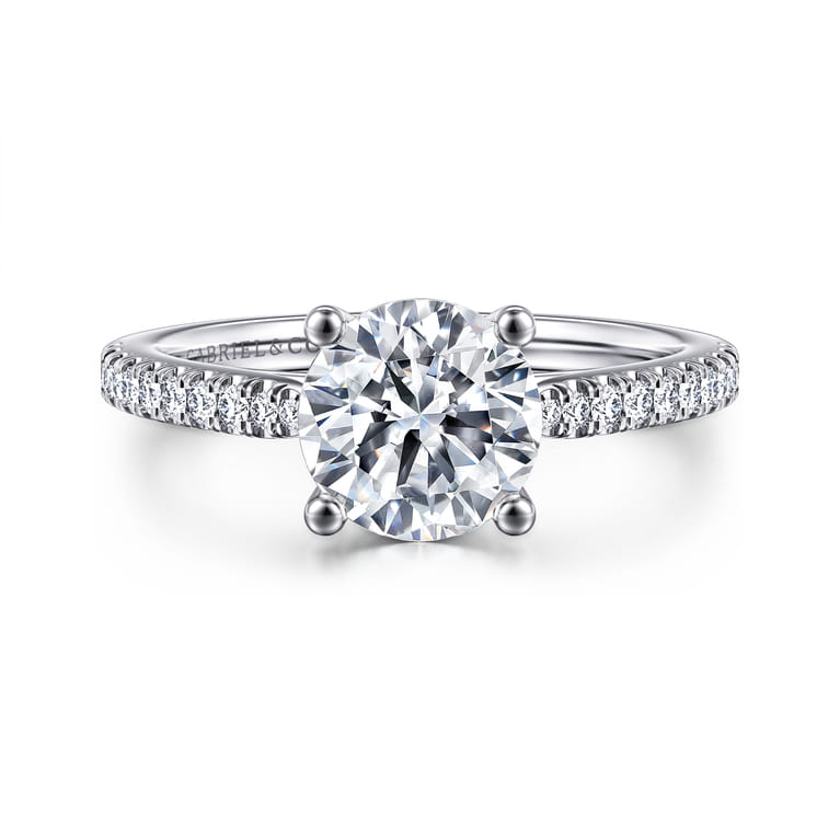 Amabel - 14K White Gold Round Diamond Engagement Ring - 0.18 ct - Shot 1