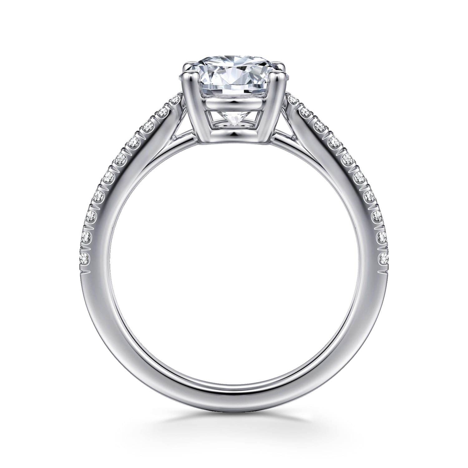 Amabel - 14K White Gold Round Diamond Engagement Ring - 0.18 ct - Shot 2