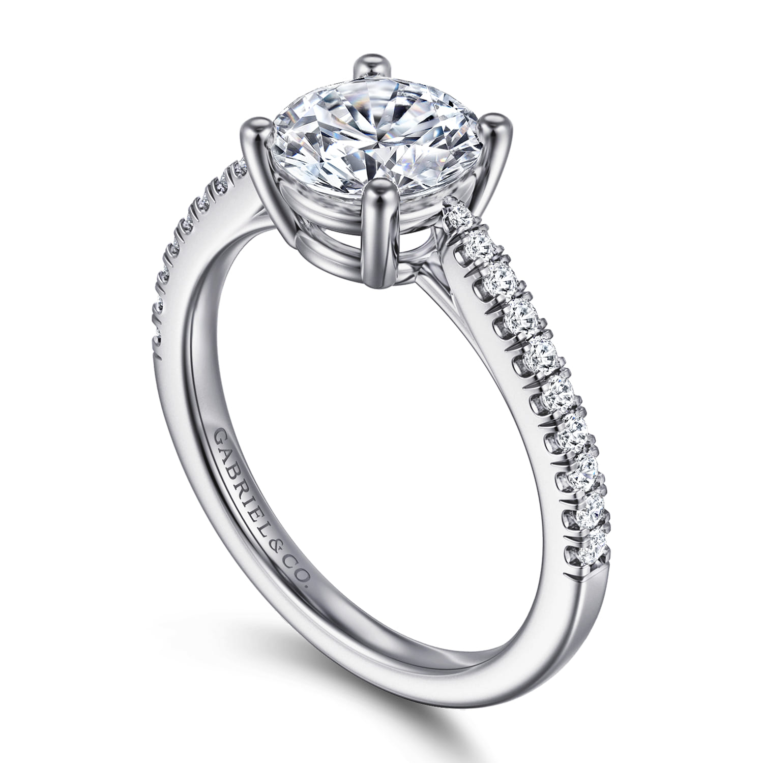 Amabel - 14K White Gold Round Diamond Engagement Ring - 0.18 ct - Shot 3