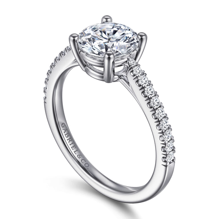 Amabel - 14K White Gold Round Diamond Engagement Ring - 0.18 ct - Shot 3