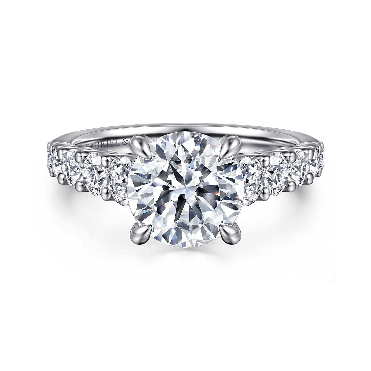 April - 14K White Gold Round Diamond Engagement Ring - 0.95 ct - Shot 1