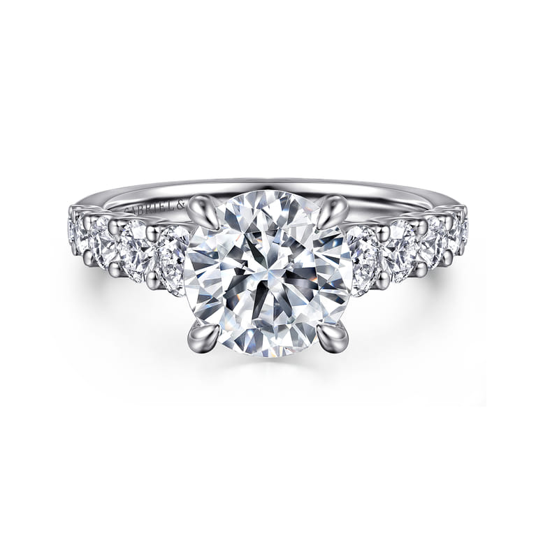 April - 14K White Gold Round Diamond Engagement Ring - 0.95 ct - Shot 1
