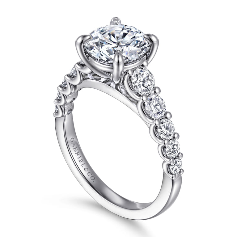 April - 14K White Gold Round Diamond Engagement Ring - 0.95 ct - Shot 3