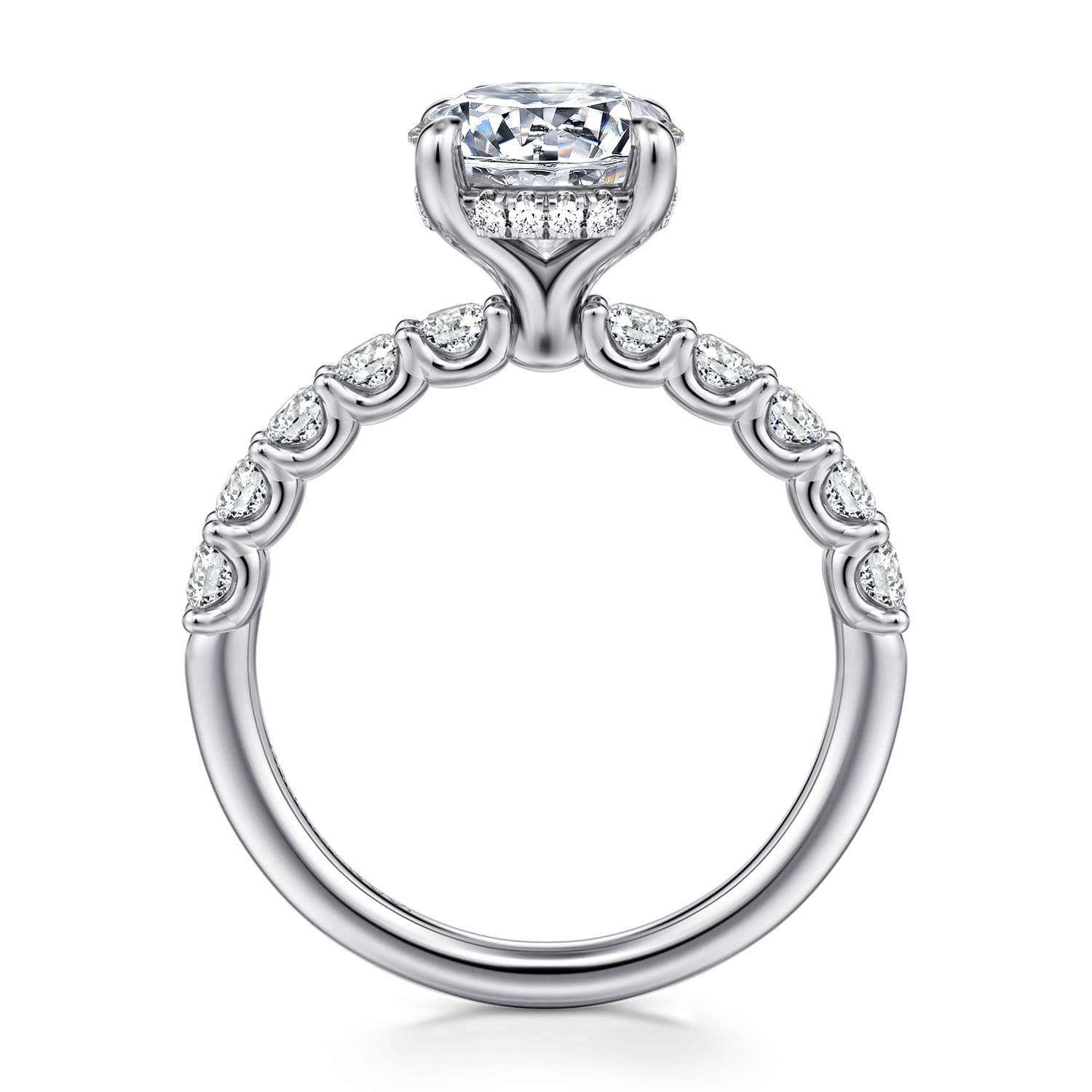Florah - 14K White Gold Round Diamond Engagement Ring - 0.7 ct - Shot 2