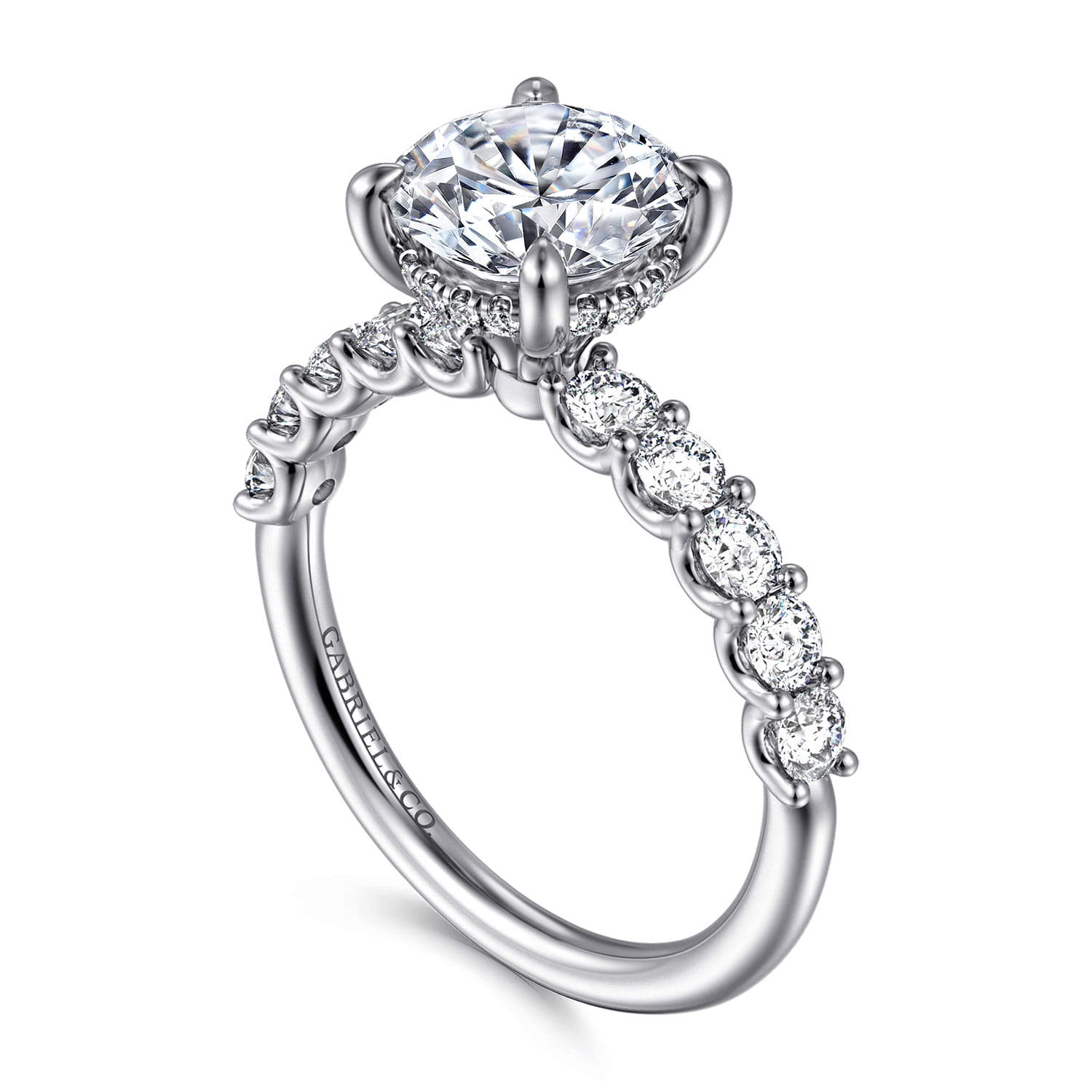 Florah - 14K White Gold Round Diamond Engagement Ring - 0.7 ct - Shot 3