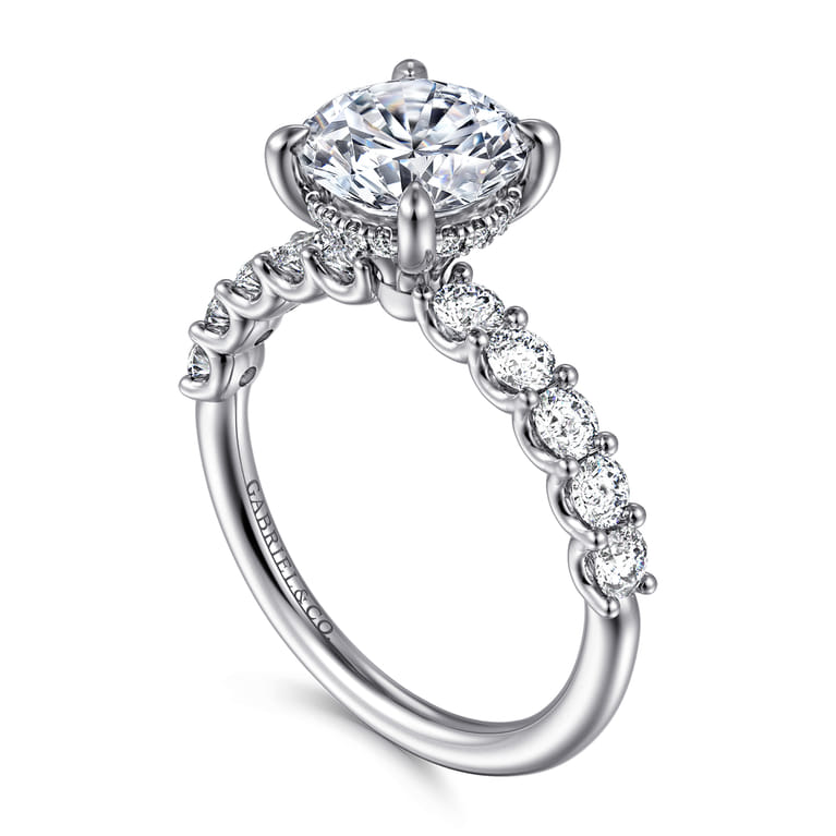 Florah - 14K White Gold Round Diamond Engagement Ring - 0.7 ct - Shot 3