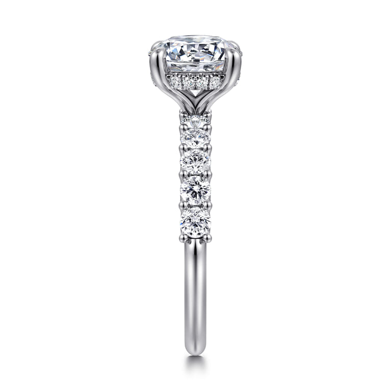 Florah - 14K White Gold Round Diamond Engagement Ring - 0.7 ct - Shot 5