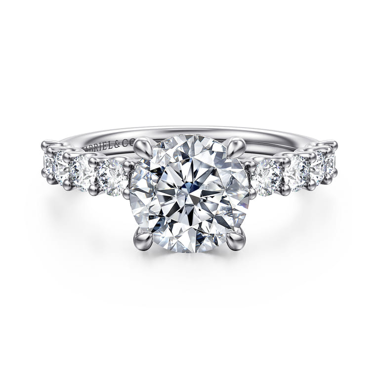 Florah - 14K White Gold Round Diamond Engagement Ring - 0.8 ct - Shot 1