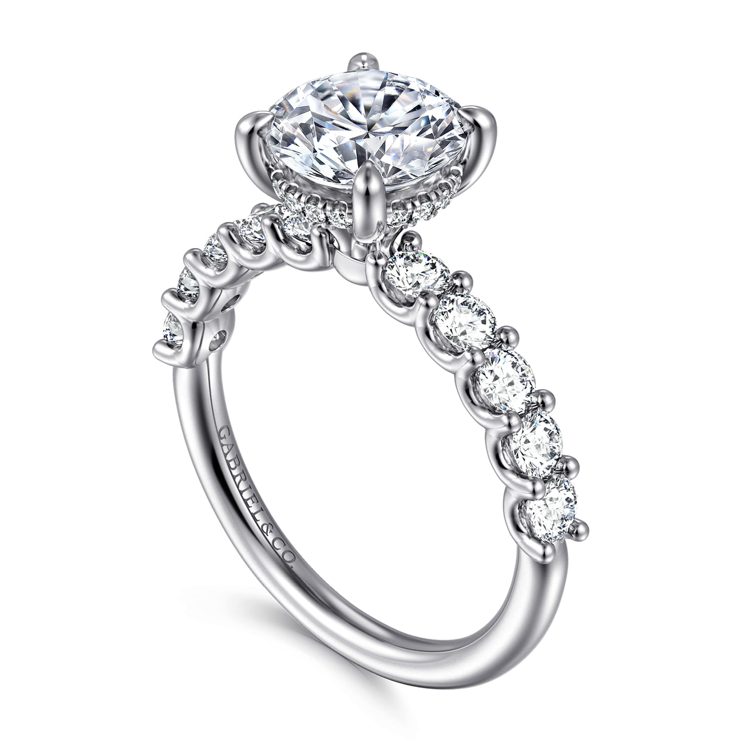 Florah - 14K White Gold Round Diamond Engagement Ring - 0.8 ct - Shot 3