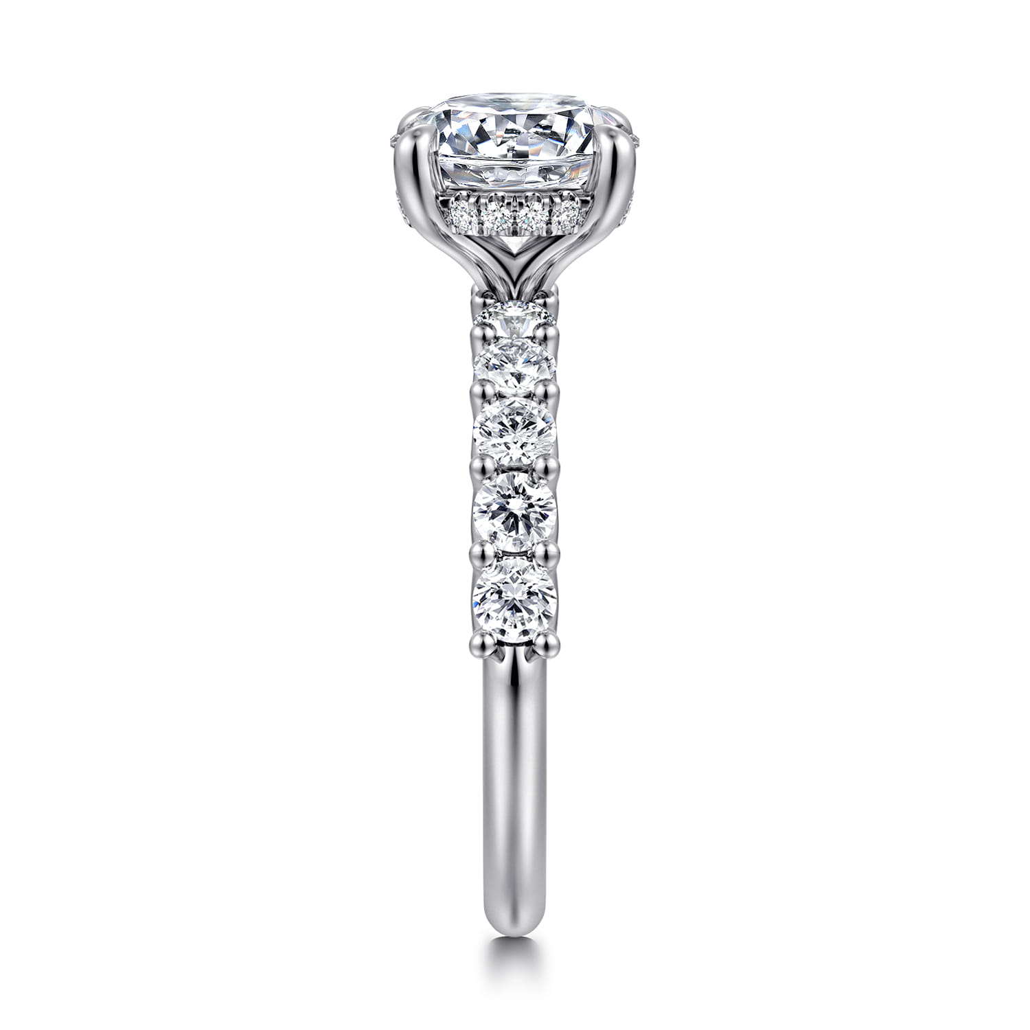 Florah - 14K White Gold Round Diamond Engagement Ring - 0.8 ct - Shot 5