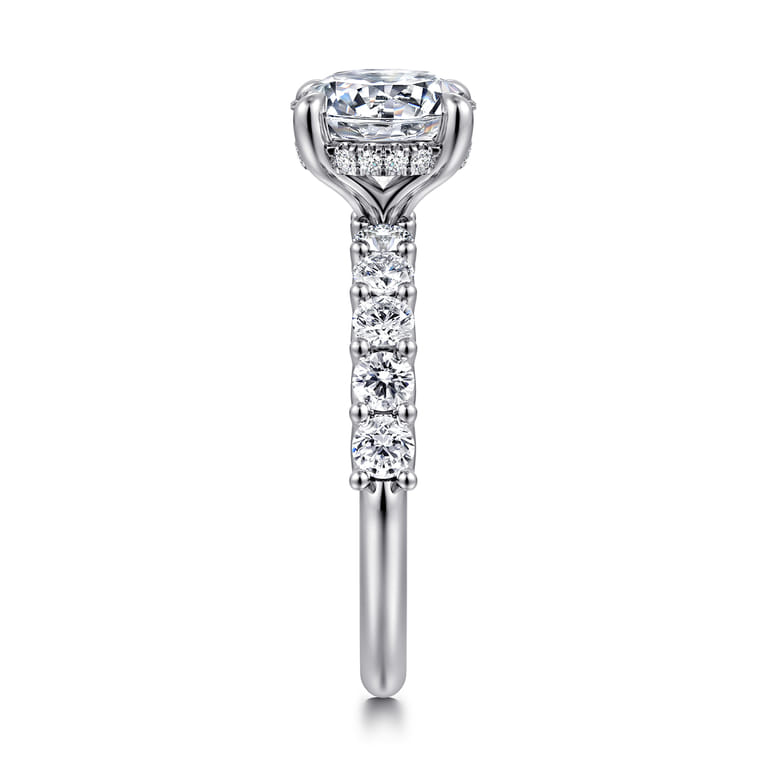 Florah - 14K White Gold Round Diamond Engagement Ring - 0.8 ct - Shot 5
