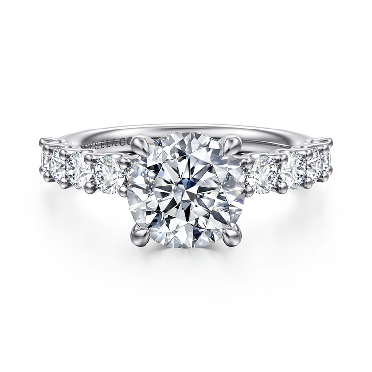 Florah - 14K White Gold Round Diamond Engagement Ring - 0.85 ct - Shot 1