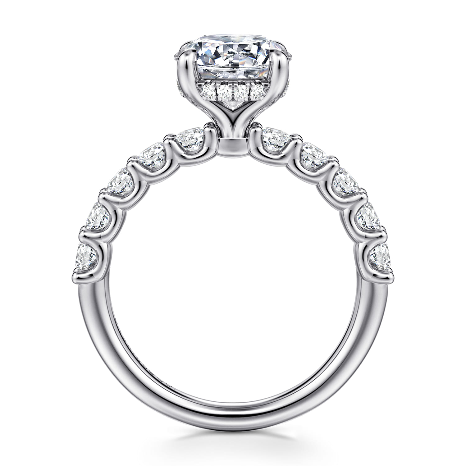 Florah - 14K White Gold Round Diamond Engagement Ring - 0.85 ct - Shot 2