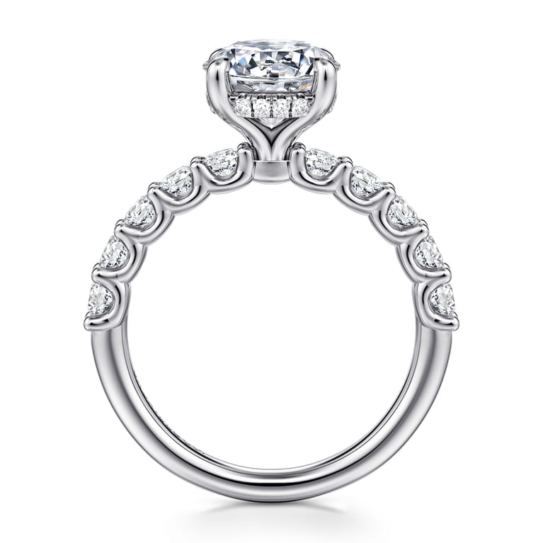Florah - 14K White Gold Round Diamond Engagement Ring - 0.85 ct - Shot 2