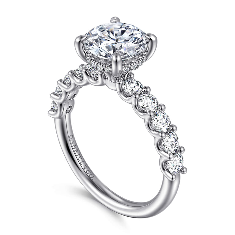 Florah - 14K White Gold Round Diamond Engagement Ring - 0.85 ct - Shot 3
