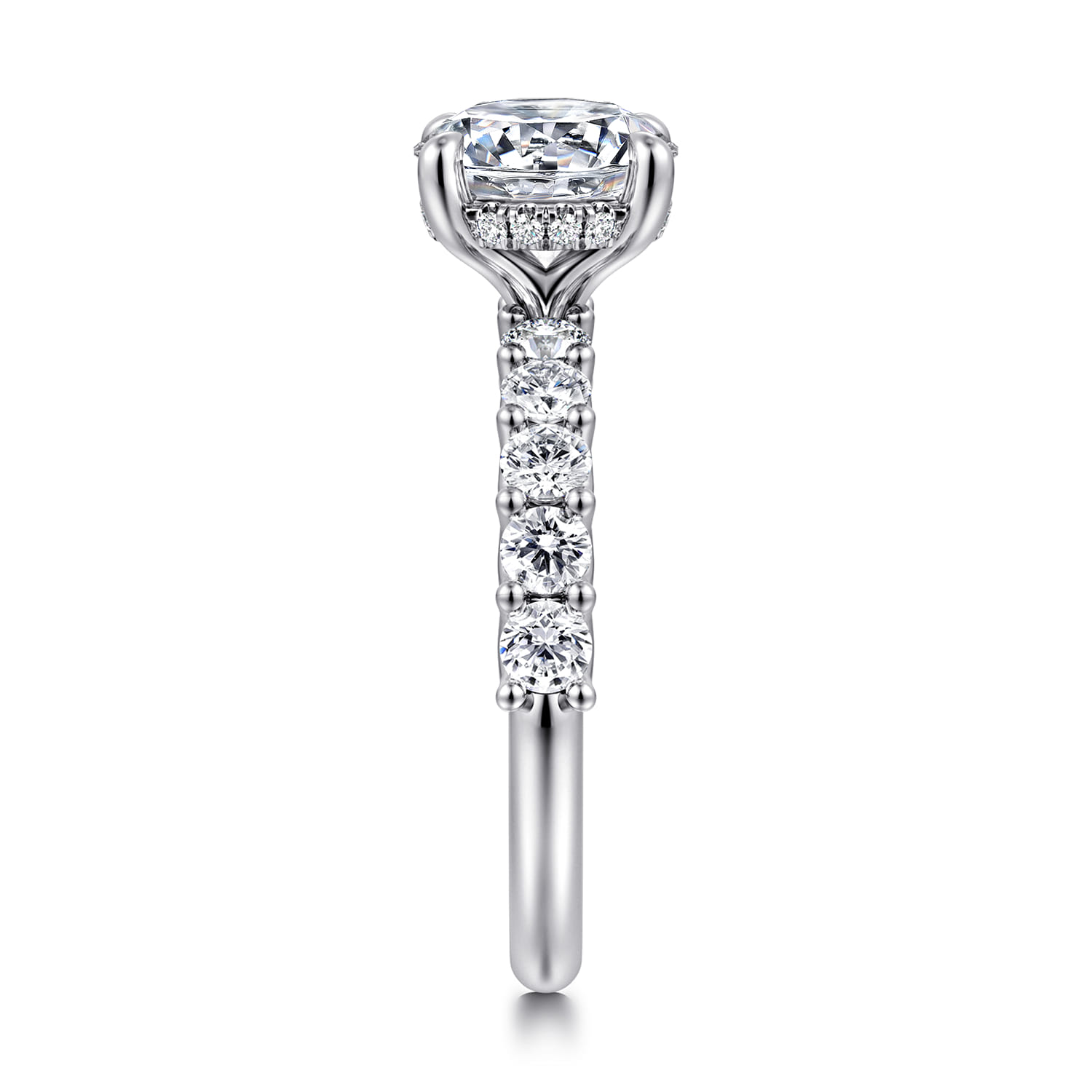 Florah - 14K White Gold Round Diamond Engagement Ring - 0.85 ct - Shot 5