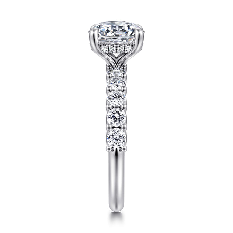 Florah - 14K White Gold Round Diamond Engagement Ring - 0.85 ct - Shot 5