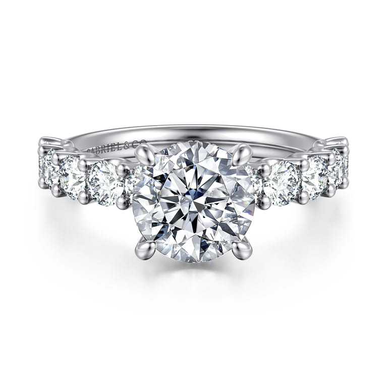 Florah - 14K White Gold Round Diamond Engagement Ring - 1.15 ct - Shot 1