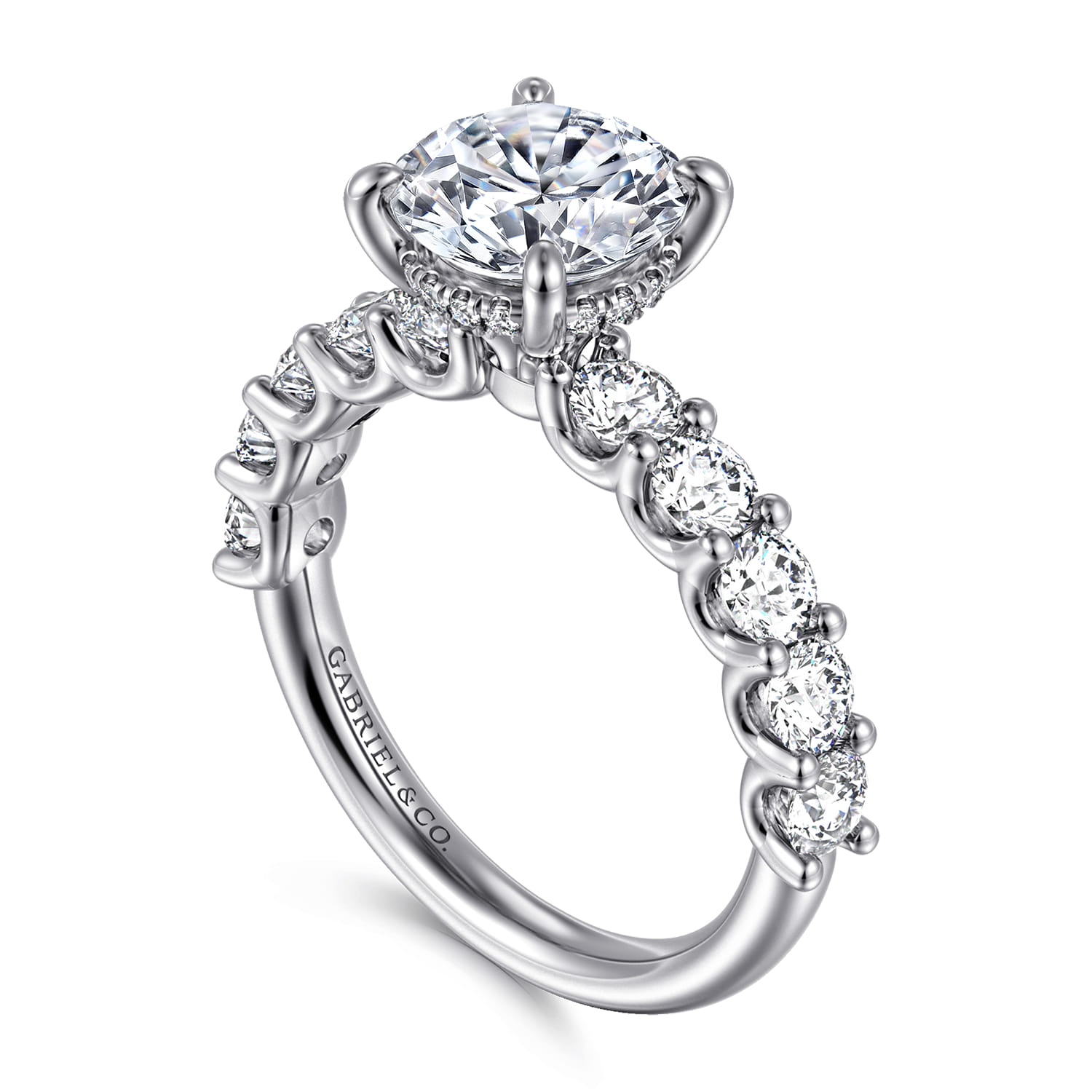 Florah - 14K White Gold Round Diamond Engagement Ring - 1.15 ct - Shot 3