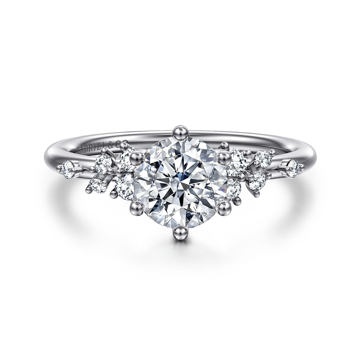Allure - 14K White Gold Round Diamond Engagement Ring - 0.17 ct - Shot 1
