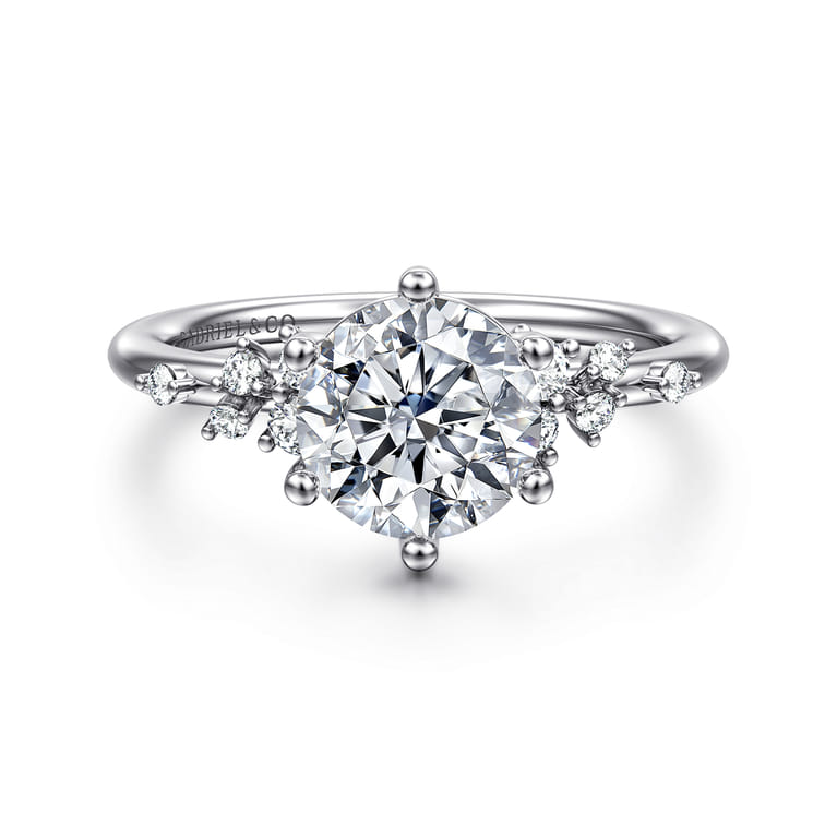 Allure - 14K White Gold Round Diamond Engagement Ring - 0.17 ct - Shot 1