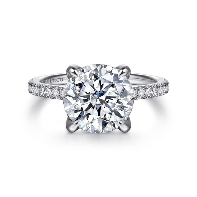 Lorenzo - 14K White Gold Round Diamond Engagement Ring - 0.23 ct - Shot 1